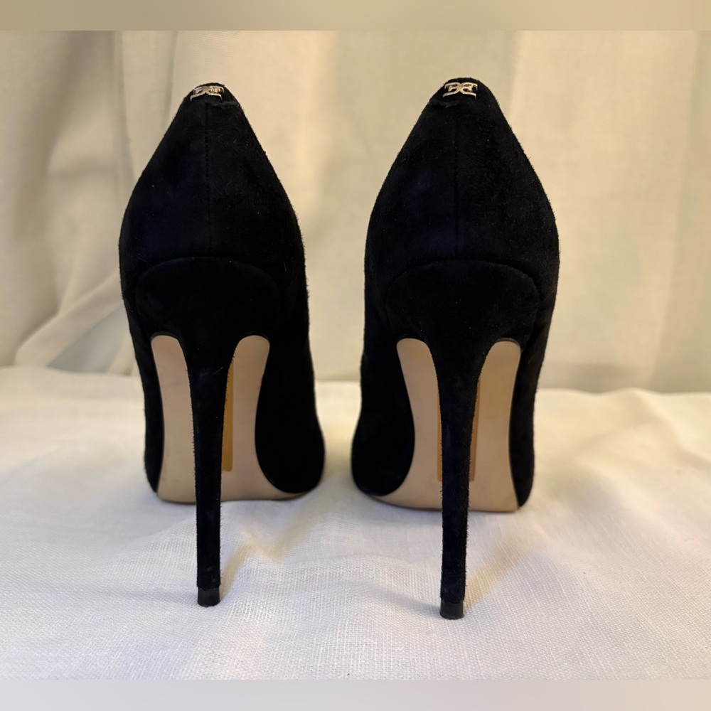 Sam Edelman Black Suede Pointed Toe Stiletto Pumps Heels US 7.5 Classic Sexy - Picture 8 of 13